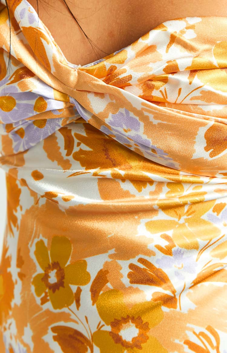 Armani Orange Floral Formal Maxi Dress