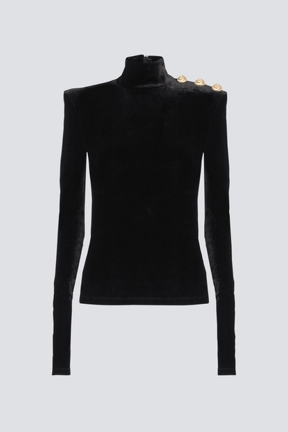 Asina Velvet Gold Buttoned Top