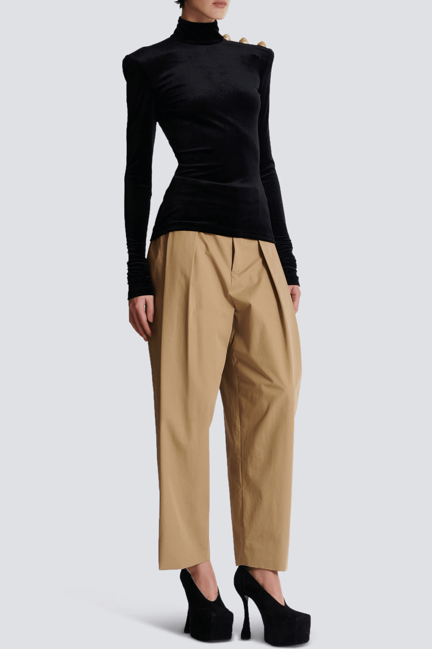 Asina Velvet Gold Buttoned Top