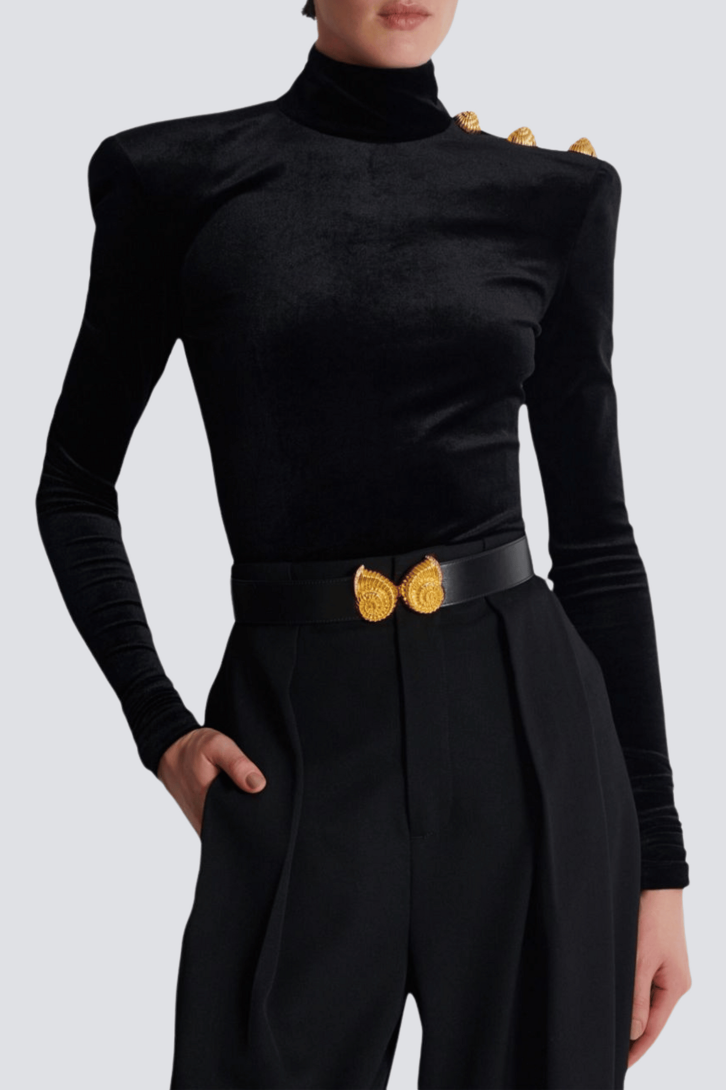 Asina Velvet Gold Buttoned Top