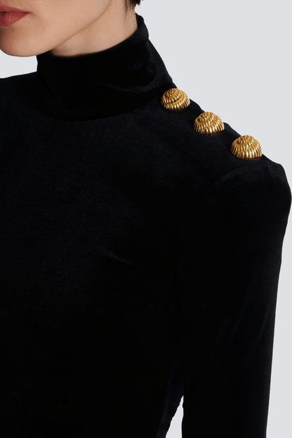 Asina Velvet Gold Buttoned Top