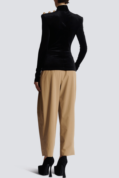 Asina Velvet Gold Buttoned Top