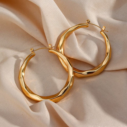 Astra Wave - Sculpted Gold Hoop Earrings