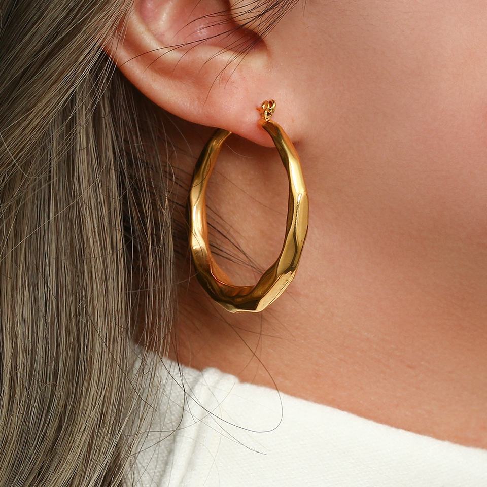 Astra Wave - Sculpted Gold Hoop Earrings