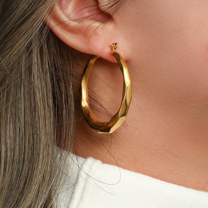 Astra Wave - Sculpted Gold Hoop Earrings