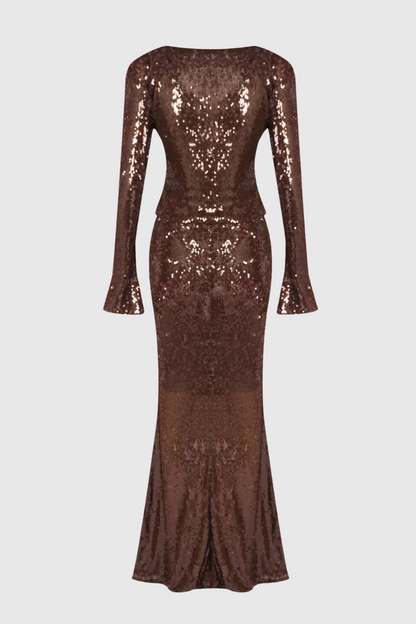 Aubelin Sequin Two Piece Set - Brown