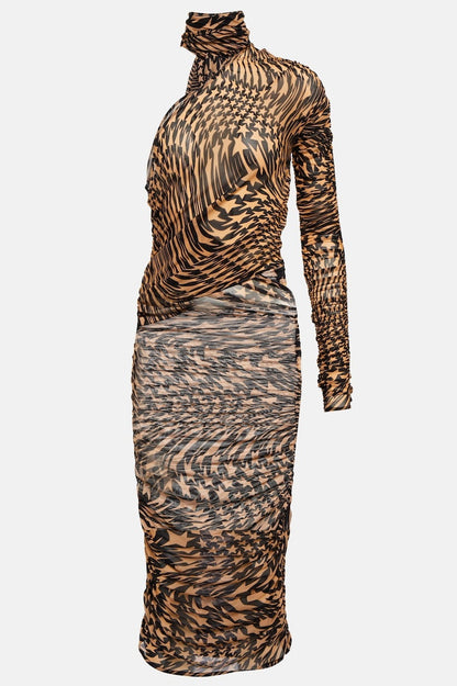 Audrina Star Mesh Asymmetric Mini Dress