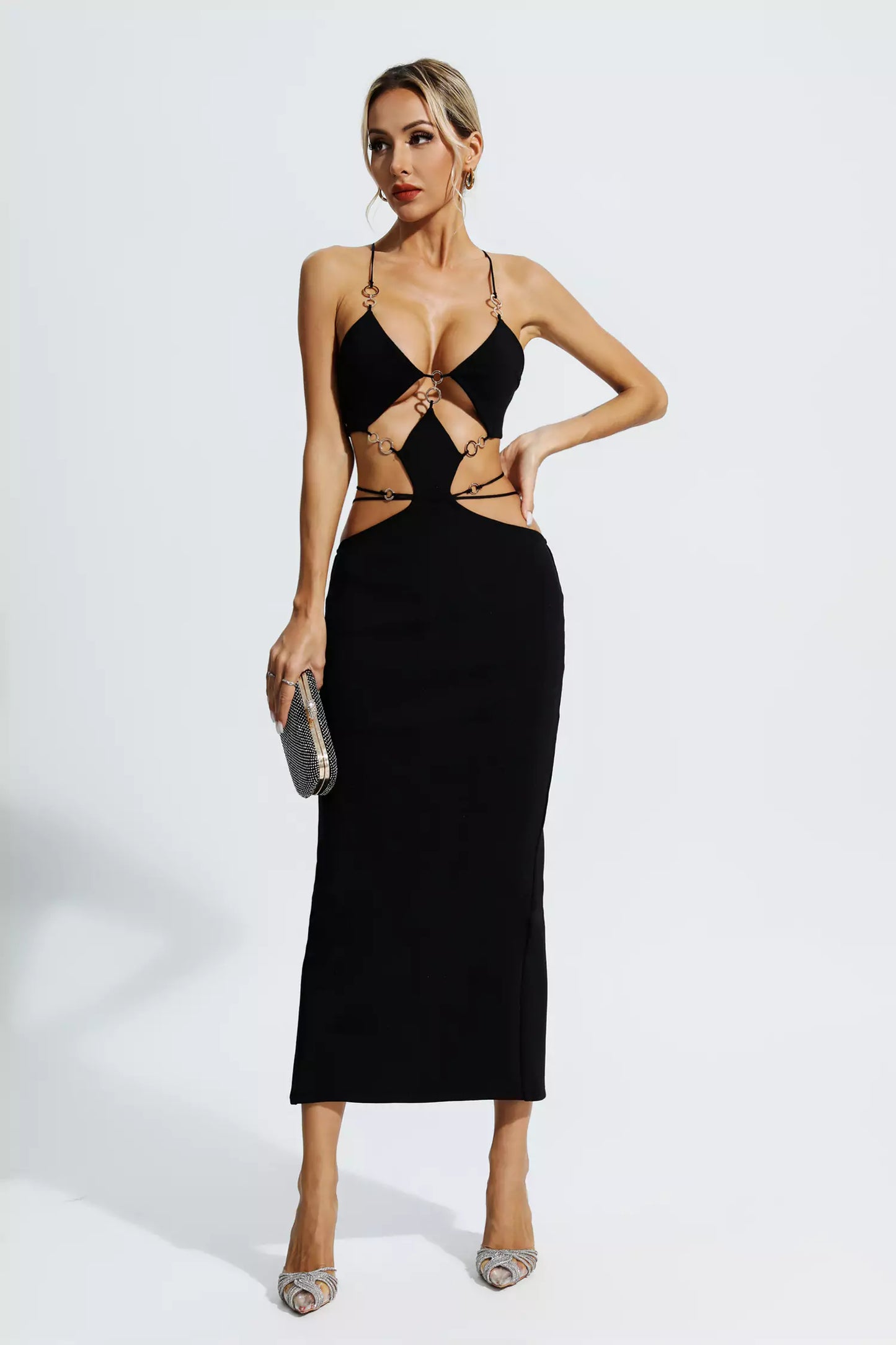 Aurelia Black Bandage Slip Maxi Dress