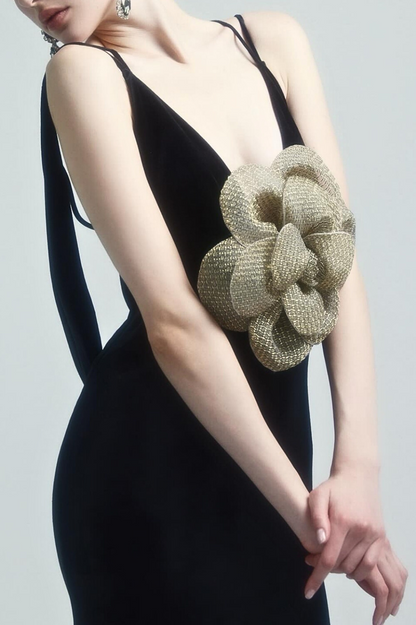 Aurora Floral Velvet Backless Maxi Dress