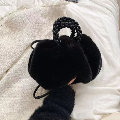 Autumn Winter Faux Fur Pleated Fashion Crossbody Shoulder Handbag