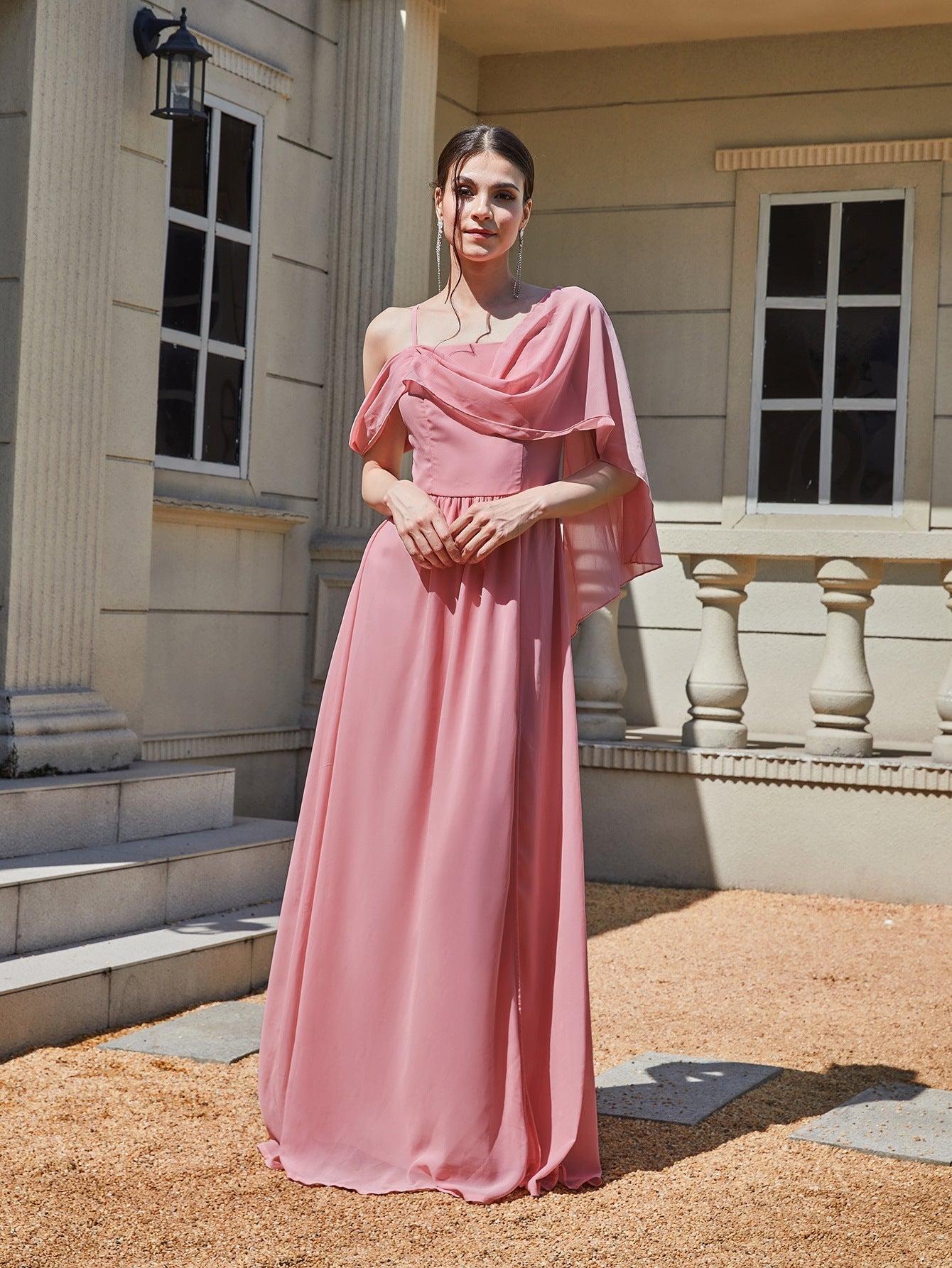 Sling Cocktail Dress Solid Color Dress