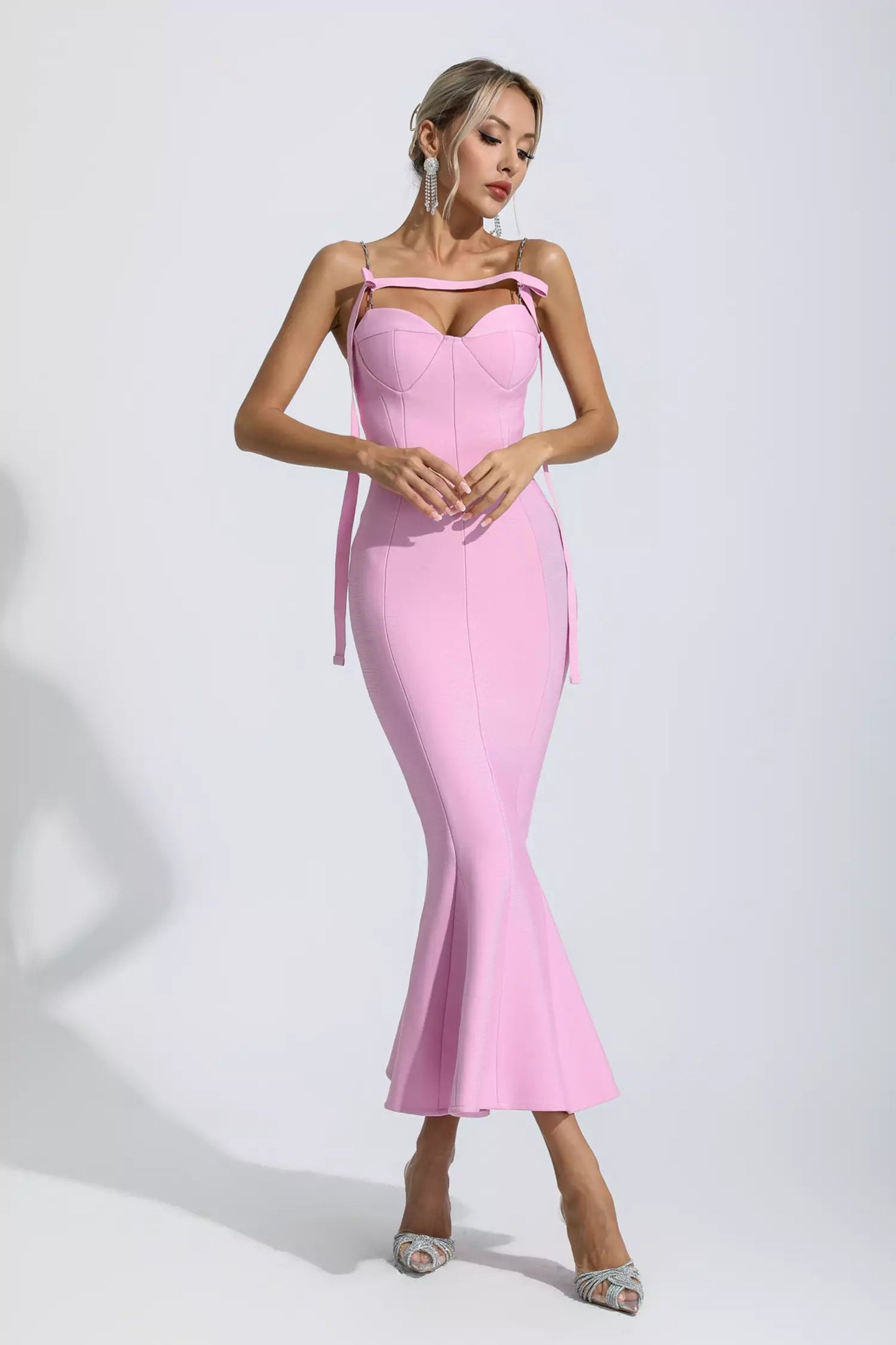 Averie Pink Bandage Maxi Dress