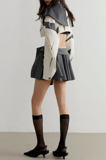 Aviva Leather Stripe Crop Jacket