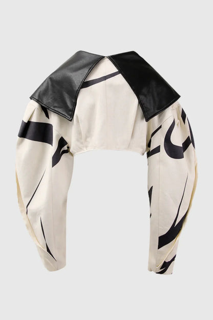 Aviva Leather Stripe Crop Jacket