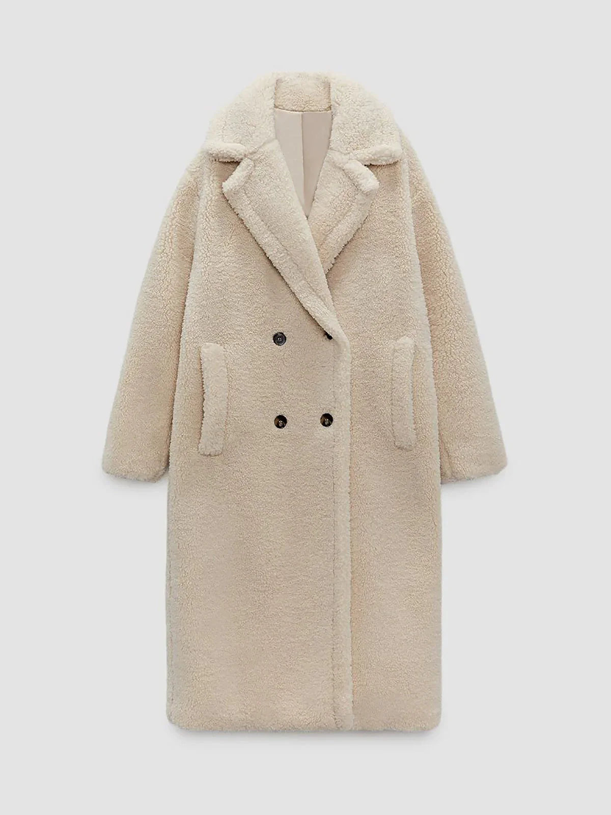 Casual Style Warm Double Pockets Fleece Coat