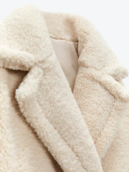 Casual Style Warm Double Pockets Fleece Coat