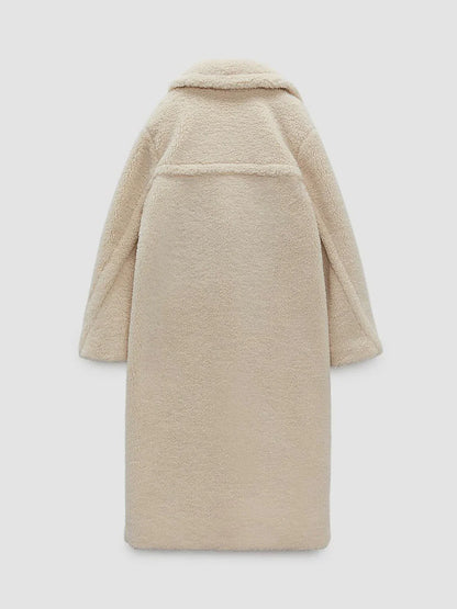 Casual Style Warm Double Pockets Fleece Coat