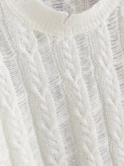 Semi-Sheer Snowflake Crochet Knit Shirt