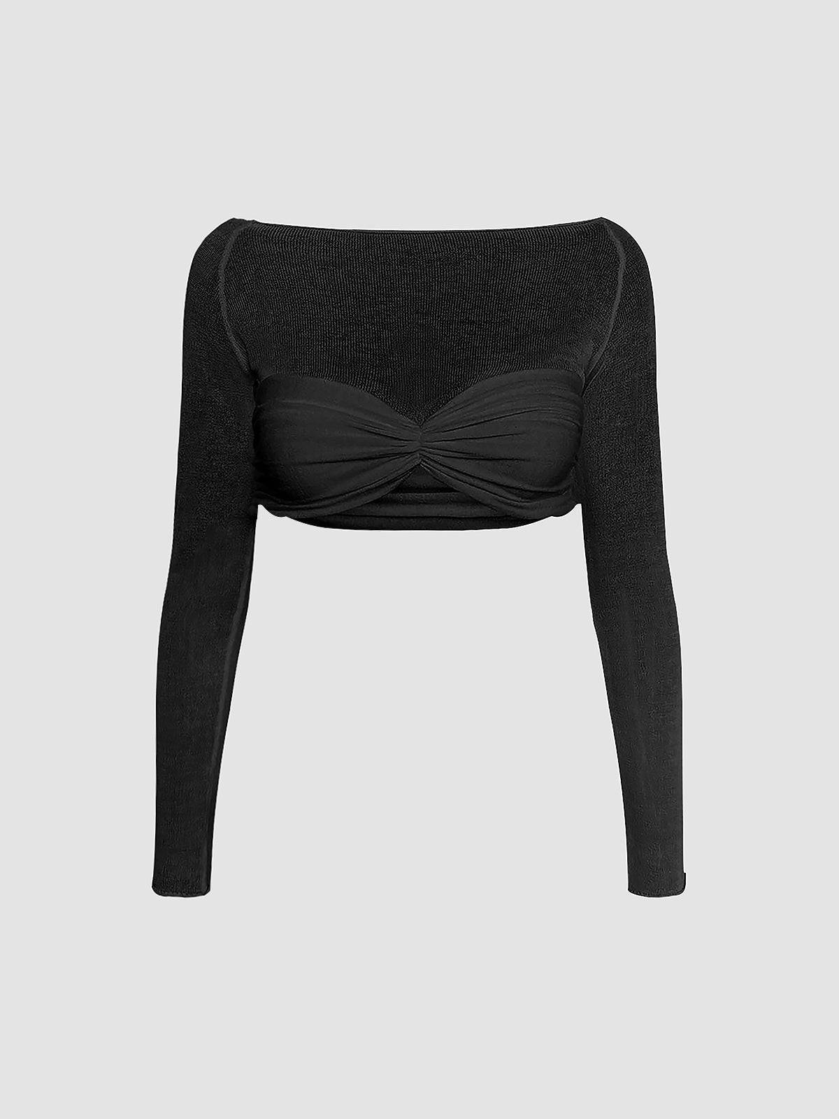 Semi-Sheer Off-Shoulder Mesh Crop