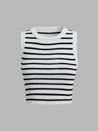 Classy Stripe Crop Tank Top