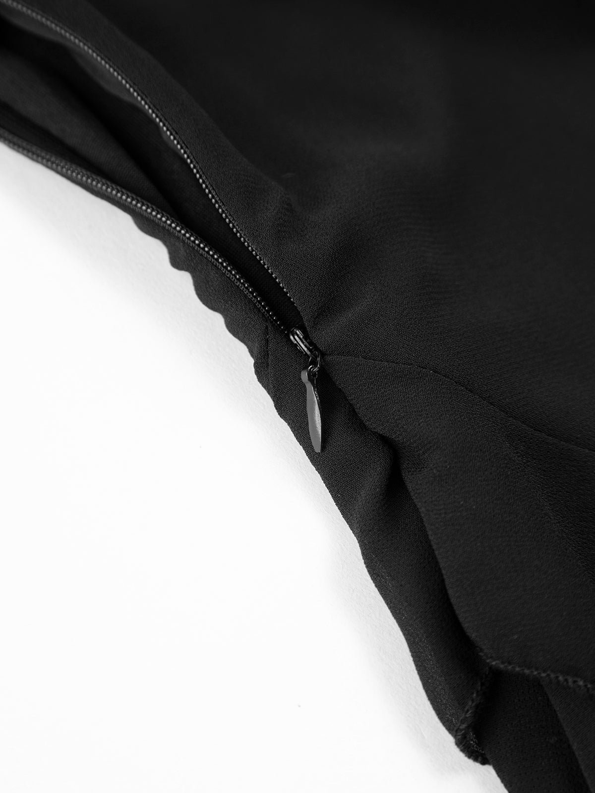 Semi-Sheer Ladder Ruffle Zippered Long Dress