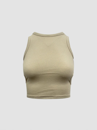 Solid Back Cutout Crop Tank Top