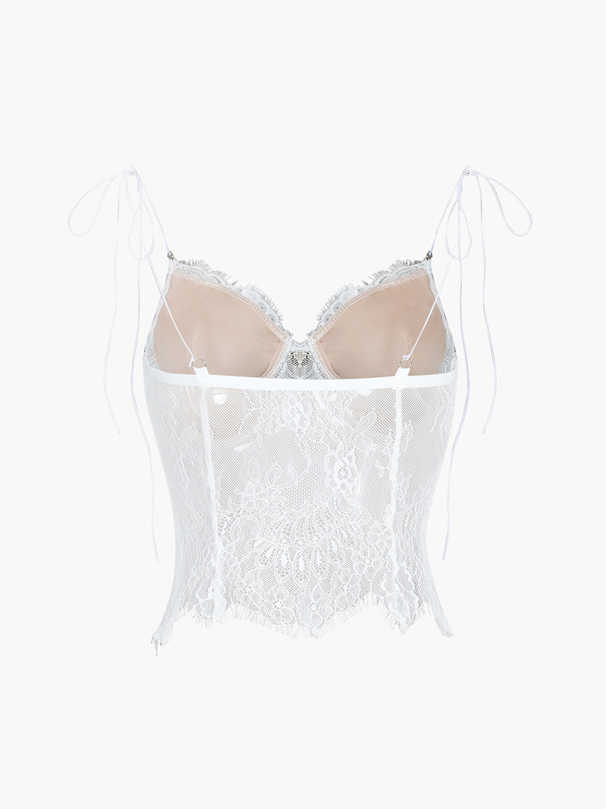 Sheer Tie Shoulder Floral Lace Cami Crop Top