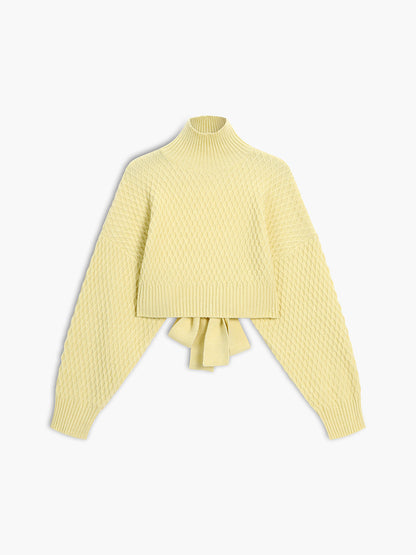 Tie Back Mock Neck Sweater