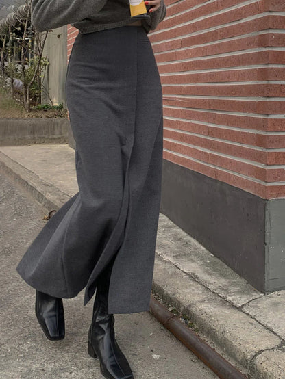 Professional Loose Elegant Slit Maxi Skirt