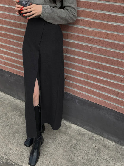Professional Loose Elegant Slit Maxi Skirt