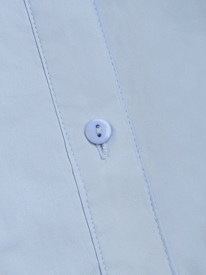 Baby Blue Open Collar Double Layer Crop Shirt