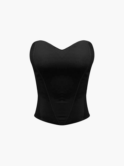 Cup Detail Zippered Tube Corset Top