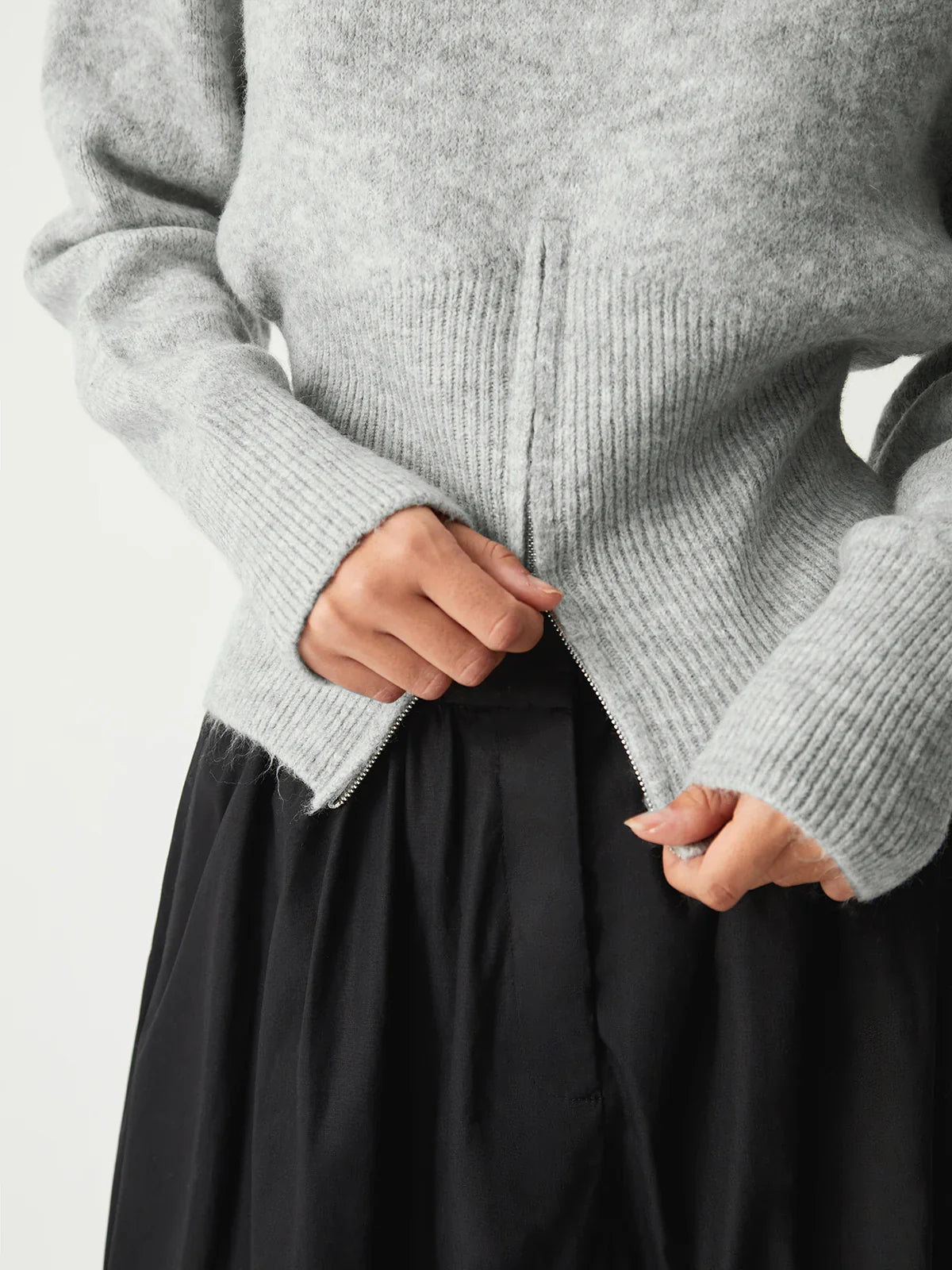 Elegant Style Half Zip Fuzzy Sweater