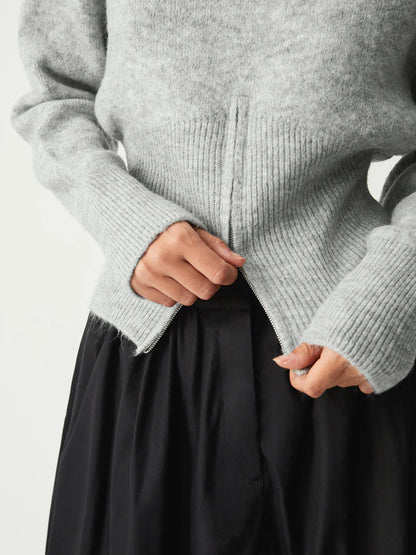 Elegant Style Half Zip Fuzzy Sweater