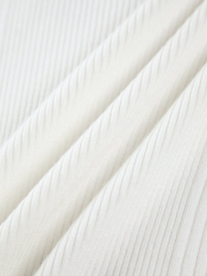 Cutout Split Beads Detail Ribbed Knit Top