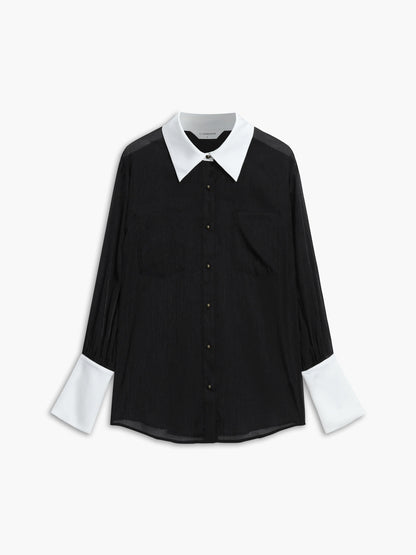 Semi-Sheer Leisure See Through Shirt With Cami Top