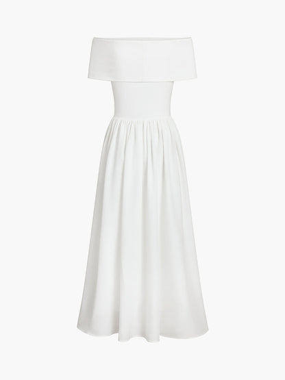 Frenchy Solid Off-Shoulder Long Dress
