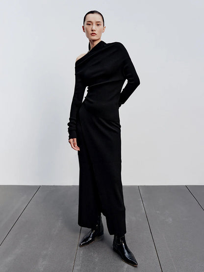 Caramel Slit Maxi Knit Skirt