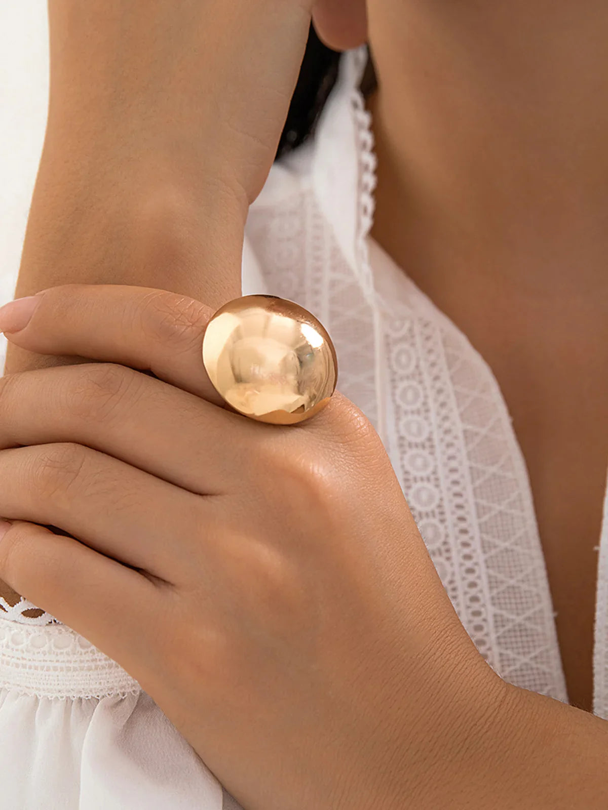 Rayna Geometric Half Ball Ring