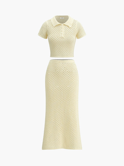 Knitted Beaded Midi Skirt Set