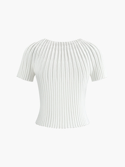 Plain Short Sleeve Knit Top