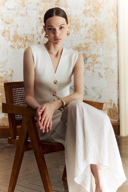 Lynn Spliced Pleated Skirt Knit Set