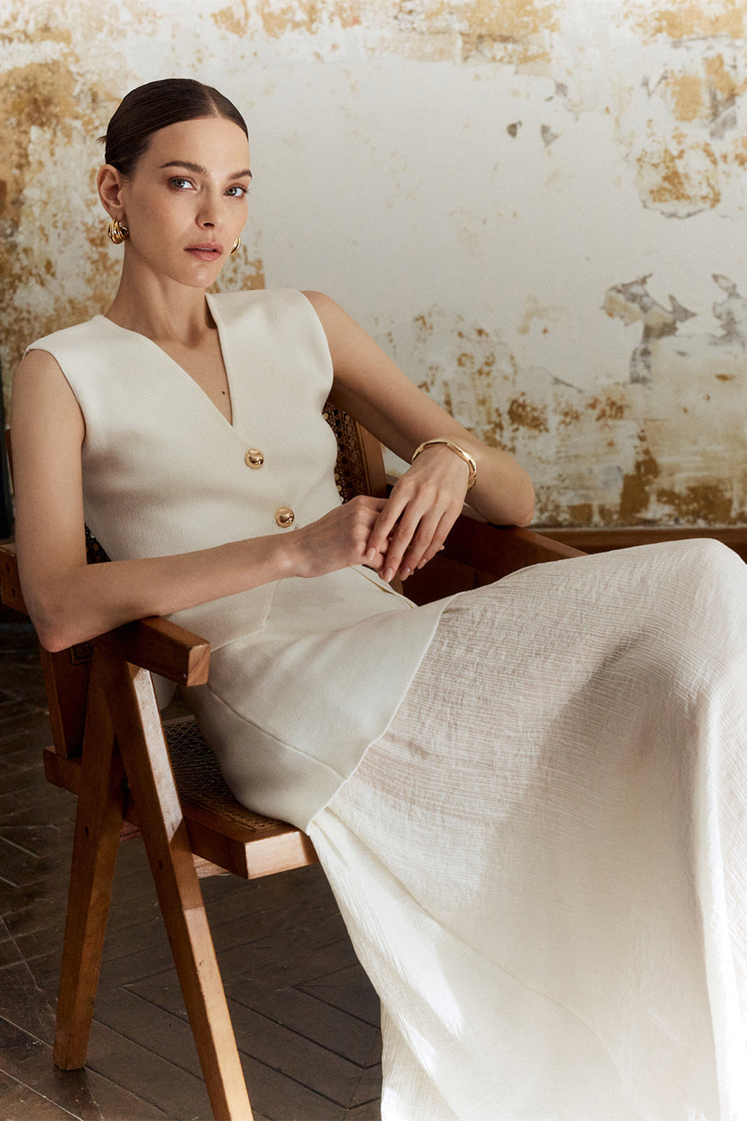 Lynn Spliced Pleated Skirt Knit Set