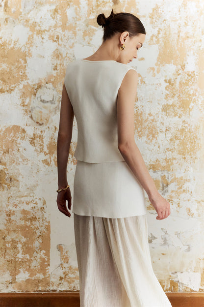 Lynn Spliced Pleated Skirt Knit Set