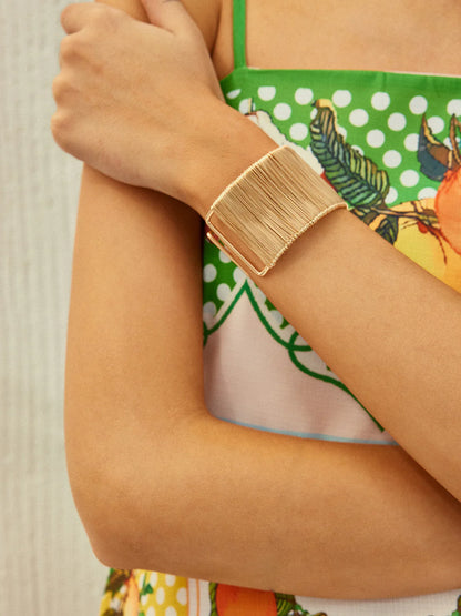Leina Gold Ribbed Wire Cuff Bracelet