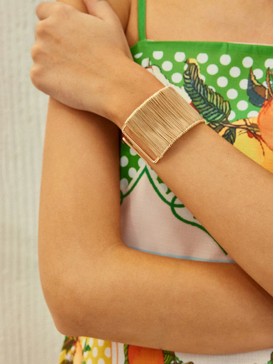 Leina Gold Ribbed Wire Cuff Bracelet