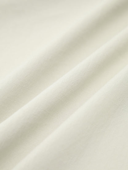 Cotton & Linen Bow Decor Split Midi Skirt