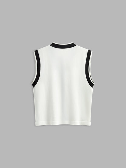 Contrast Trim Sweater Vest