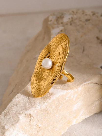Always Vibing Golden Pearl Ring