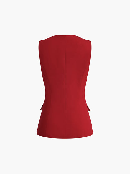 Square Neck Button Vest